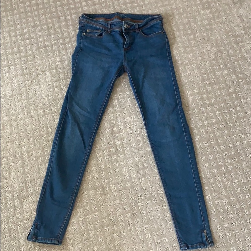 Zara z1975 skinny jeans with ankle zip mid tone